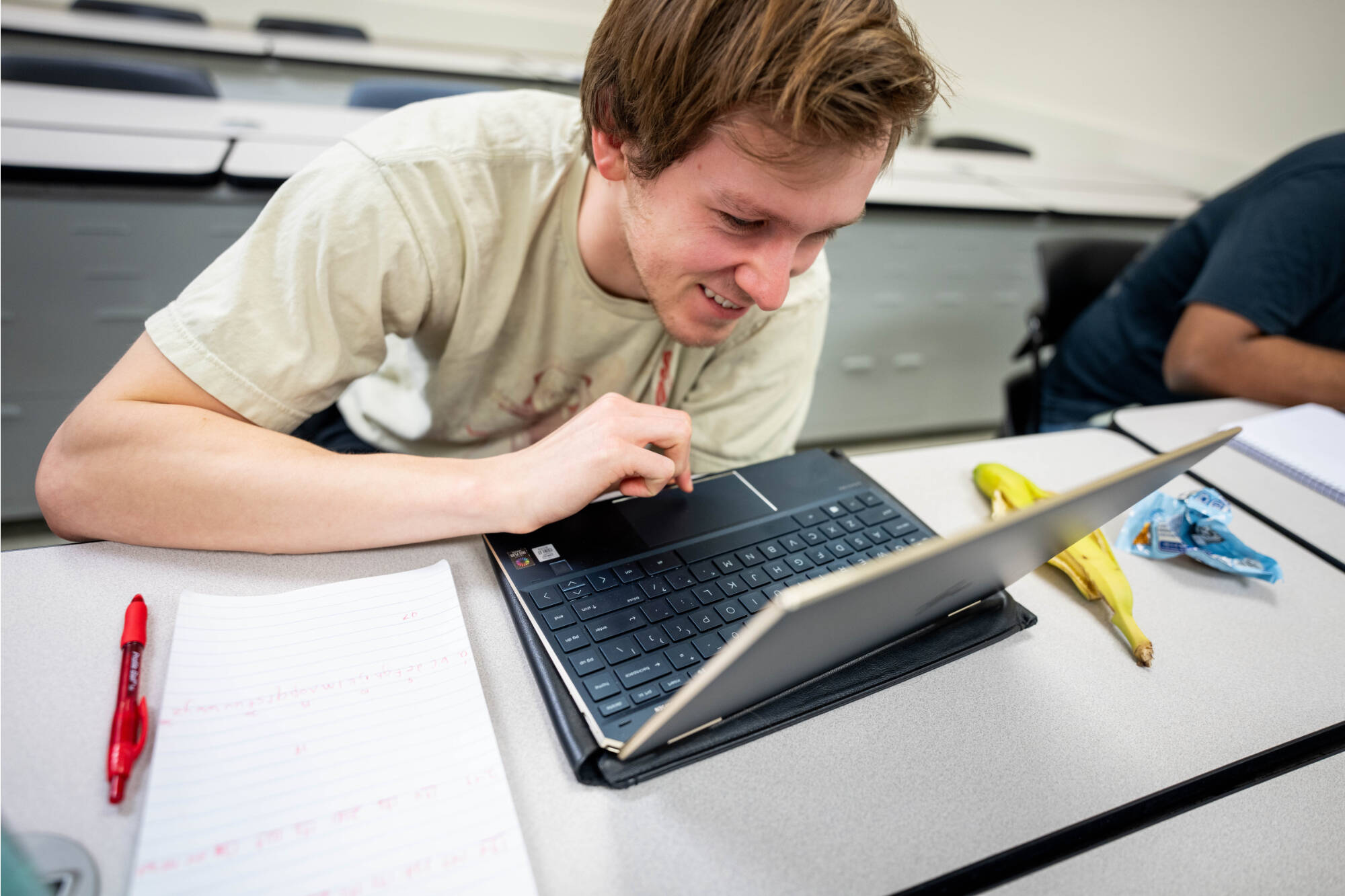 GVSU student on a computer